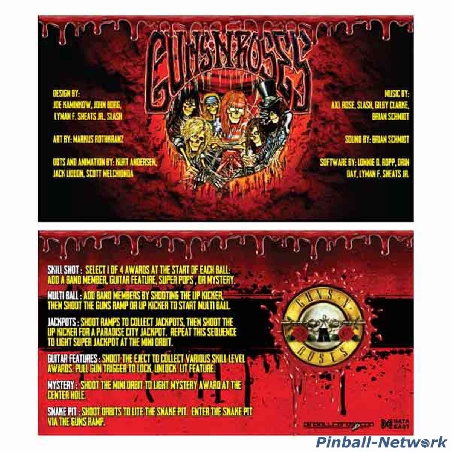 Guns N´ Roses Data East Custom Cards, Design 2