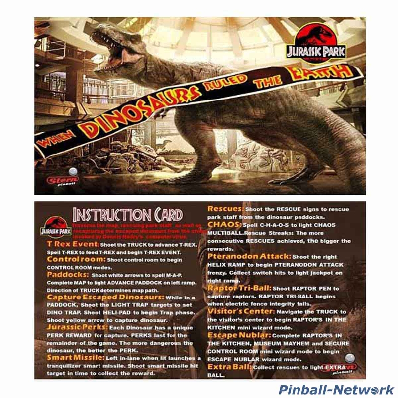 Jurassic Park Stern Custom Cards