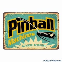 Blechschild Pinball Machines Game Room, Design 1