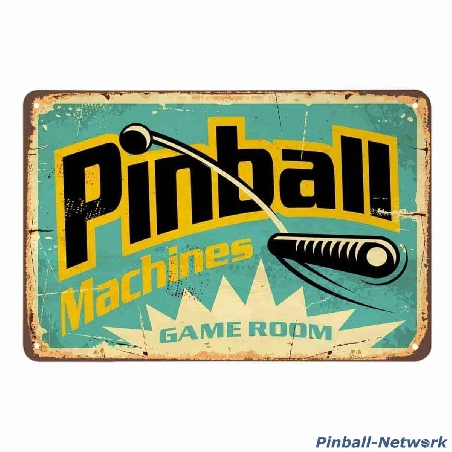 Blechschild Pinball Machines Game Room, Design 1
