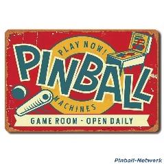 Blechschild Pinball Machines Game Room, Design 2