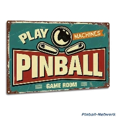 Blechschild Pinball Machines Game Room, Design 3