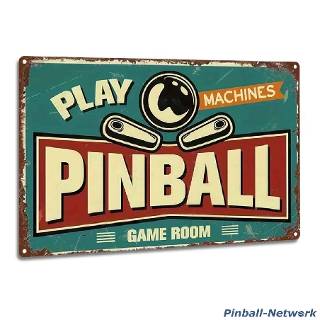 Blechschild Pinball Machines Game Room, Design 3